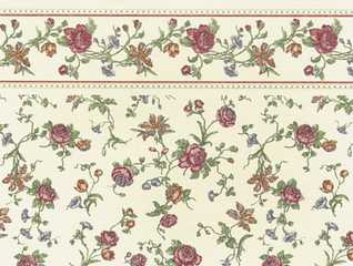 Dollhouse Miniature Wallpaper, Raffina, Cream (Rose)
